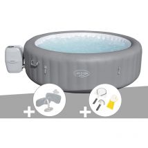 Bestway - Kit spa gonflable Lay-Z-Spa Grenada rond Airjet 6/8 places + 2 appuie-têtes + Kit de nettoyage