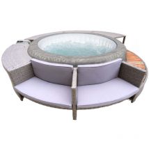 K2O - Spa Hinchable Bestway Zurich Ø180x66 cm Airjet + Revestimiento Full Surround 180 279x40x56 cm Borde para Spa Circular