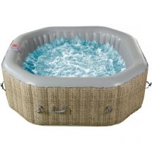 Habitat Et Jardin - Spa hinchable octogonal de pvc 'New York' - 6 plazas - Gris claro/Marrón