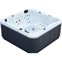 Spa rigide gris et blanc marbré jets et leds Ornella (5 places dont 2 allongées)