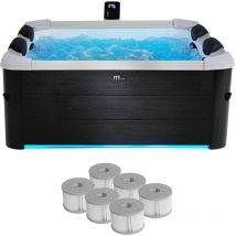 Mspa - Spa rigide 6 places 4 coussins hydromassages. 6 filtres et bâche incluse 160 cm x 65 cm