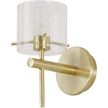 Spa Gene Satin Brass/Clear 100mm 1 Lamp Cylinder Wall Light - SPA-31725-SBRS - Forum