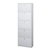 Iperbriko - Space-saving slim shoe rack with five doors Ash White 63x29x h190 cm