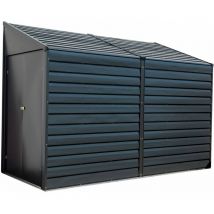 Metall-Gerätehaus, Anlehngerätehaus '4 x 10', mit Doppel-Flügeltür, grau, 3,5 m² - Spacemaker