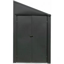 Metall-Gerätehaus, Anlehngerätehaus '4 x 7', mit Doppel-Flügeltür, grau, 2,4 m² - Spacemaker