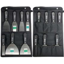 Candyse Stahlputz-Spachtelmesser-Set, Spachtelmesser-Set, 7-teilig, mit Aufbewahrungstasche, Wandschaber, rutschfester Kunststoffgriff