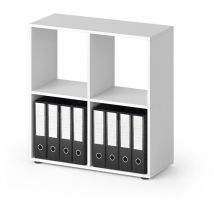 Meuble de rangement cube Tetra, Blanc, 72.6 x 72 cm avec 2 boxes pliants Vicco
