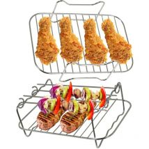 SPARES2GO Grill Shelf Racks Compatible with Tower T17088 T17100 Vortx Air Fryer (+ 4 Skewers)
