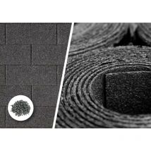 PGH - Dacheindeckungs-Set für Gartenhäusern inkl. Dachpappe V13, Rechteckschindeln, Dachpappennägeln, Größe: 25 - 28 m²