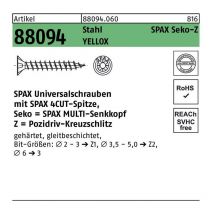Spax - Schraube r 88094 Senkkopf m.Spitze/Kreuzschl.-PZ 3 x 12/10-Z Stahl galvanisch verzinkt gelb