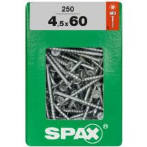 Spax - Universalschraube, 4,5 X 60 Mm, 250 Stück, Teilgewinde, Senkkopf, T-star Plus T20, 4cut, Wirox - 4191010450606