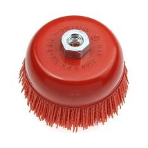Spazzola a tazza in nylon rossa gr80 D100 M14 abrasiva rusticante per pulizia e sverniciatura