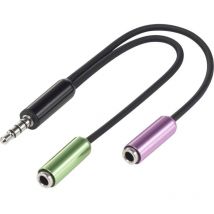 Speaka Professional - SP-7870716 Jack Audio Adattatore a y [1x Spina jack da 3.5 mm - 2x Presa jack da 3.5 mm] Nero