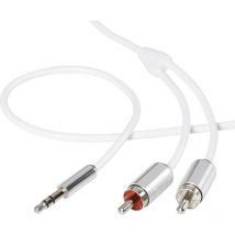 SP-7870524 rca / Jack Audio Cavo [2x Spina rca - 1x Spina jack da 3.5 mm] 1.50 m Bianco rivestiment - Speaka Professional
