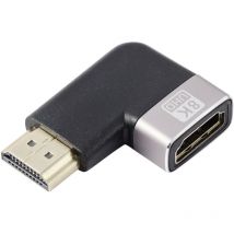 Speaka Professional - SP-11302004 hdmi Adaptateur [1x hdmi mâle - 1x hdmi femelle] noir, argent uhd 8K @ 60 Hz, uhd 4K @ 120 Hz coudé à 90° vers la