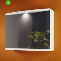 Mobo - Specchiera bagno due ante e faretto integrato modello monica l=85cm h=66cm p=25cm