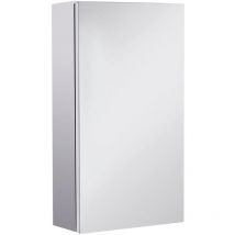 Specchiera Bagno In Acciaio Con Anta E Vano Contenitore A 2 Ripiani 55x14x30cm
