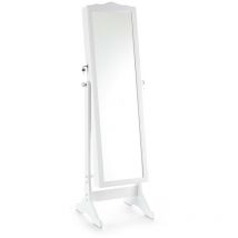Oresteluchetta - Specchiera con contenitore effetto legno bianca cm. H.152xL.40xP.46,5