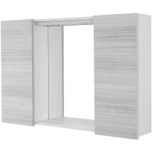 Inbagno - Specchio contenitore 91x61 cm grigio con pensili laterali e led Desya