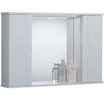 Bluelife - Specchiera da bagno plutone 90 bianco lucido a 2 ante con luce led