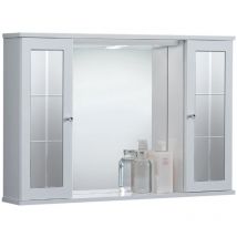 Specchiera Da Bagno Plutone 90 Bianco Lucido A 2 Ante Con Specchi E Luce Led