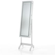 Oresteluchetta - Specchiera effetto legno laccato bianca cm. H.160 x L.41 x P.40