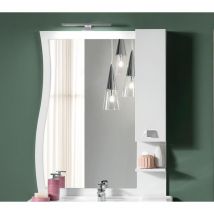 Specchio Da Bagno Con Lampada Led E Pensile Onda 80 Bianco Lucido