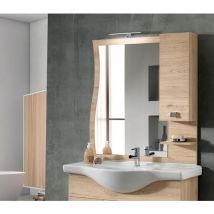 Modo - Specchio bagno con pensile e lampada led onda 100 Quercia Naturale
