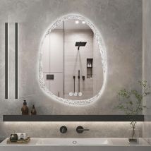 Luvodi - Specchio Bagno Con Led Luce 50x70cm Irregolare Specchio Asimmetrico Retroilluminato Creativo Motivo