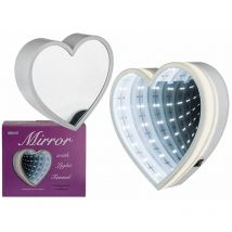 LGV - Specchio Bianco in Plastica a Forma di Cuore Con 18 Led Bianco Caldo
