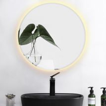 Haloyo - Specchio da Parete da Bagno , led Touch Control Illuminato, Angolo Tondo ,con Anti-Nebbia, Specchio per il trucco rotondo φ80