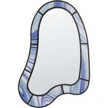 Specchio da parete di forma irregolare e rotonda in vetro viola Montsec