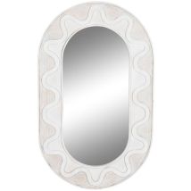 Specchio da parete Bianco – 92 cm – Ovale – Legno di mango – DKD Home Decor