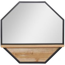 Maury's - specchio da parete ottagonale in metallo con mensola in legno 61X61CM
