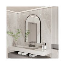 Luvodi - Arco Specchio Decorativo da Parete Grande Specchio Bagno Ingresso Specchio con Cornice Nera Verticale Soggiorno Camera - 90x60cm