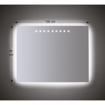 Specchio da Parete Retroilluminato a LED 100x70 cm con sabbiatura Perimetrale