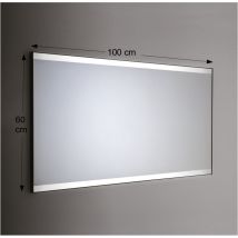 Etrusca - Specchio da Parete Retroilluminato a led Rettangolare 100X60 cm spessore 4 mm Cornice Cromo Lucido