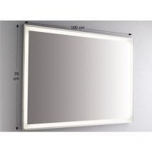 Specchio Da Parete Retroilluminato A Led Rettangolare 100x70 Cm Spessore 4 Mm Colore Bianco