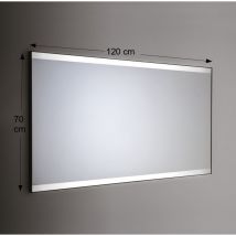 Etrusca - Specchio da Parete Retroilluminato a led Rettangolare 120X70 cm spessore 4 mm Cornice Cromo Lucido