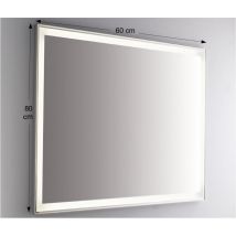 Etrusca - Specchio da Parete Retroilluminato a led Rettangolare 80x60 cm spessore 4 mm Colore Cromo Lucido