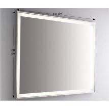 Etrusca - Specchio da Parete Retroilluminato a led Rettangolare 80x60 cm spessore 4 mm Colore Nero