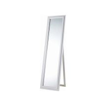 Specchio Da Terra Con Inclinazione Regolabile In Legno Bianco Opaco, Specchiera In Stile Shabby Chic Dimensioni: 43,4x4.5x163 Cm - Baroni Home