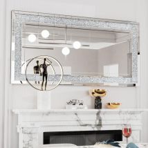 Luvodi - 120x60cm Specchio Decorativo Inserti Di Cristallo Da Parete Ingresso Soggiorno