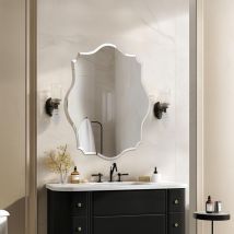 Luvodi - Specchio Decorativo ingresso irregolare da parete Bagno 80x60cm Moderno Senza Cornice Camera da Letto Argento Vetro per Corridoio Entrata