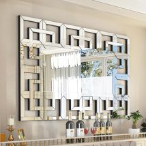 Luvodi - Specchio Decorativo Lungo da ingresso Parete Rettangolare 120x70 cm con Cornice Riflettente Grande Soggiorno Moderno Orizzontale o Verticale