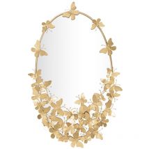 Specchio ovale da parete dorato con farfalle decorative Butterfly Wind