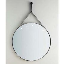 Specchio industrial con cinghia, chiodo e led, 60 cm