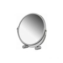 Fortuneville - Specchio ingranditore girevole da terra, specchio cosmetico portatile in metallo cromato con ingrandimento fino a 3x, specchio per