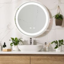 Pro.tec - Specchio led da Parete Maratea Multifunzionale Ø60 cm Cornice Argentata