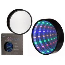 Specchio Nero in Plastica Rotondo Tondo Tunnel Luminoso 18 Led Multicolore